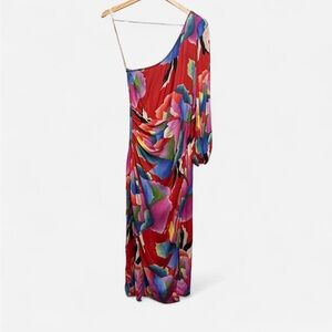 FARM Rio dress size M bohemian summer garden party feminine floral one shoulder